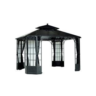 Go to store & view more images Bay Windows 12 Ft. W x 10 Ft. D Steel Patio Gazebo by Sunjoy