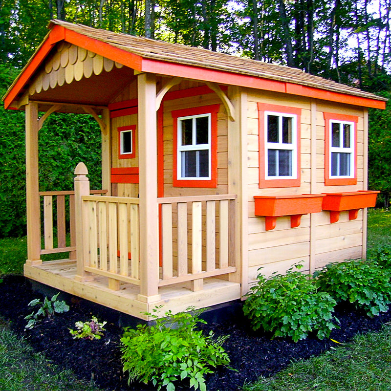 sunflower playhouse with sandbox