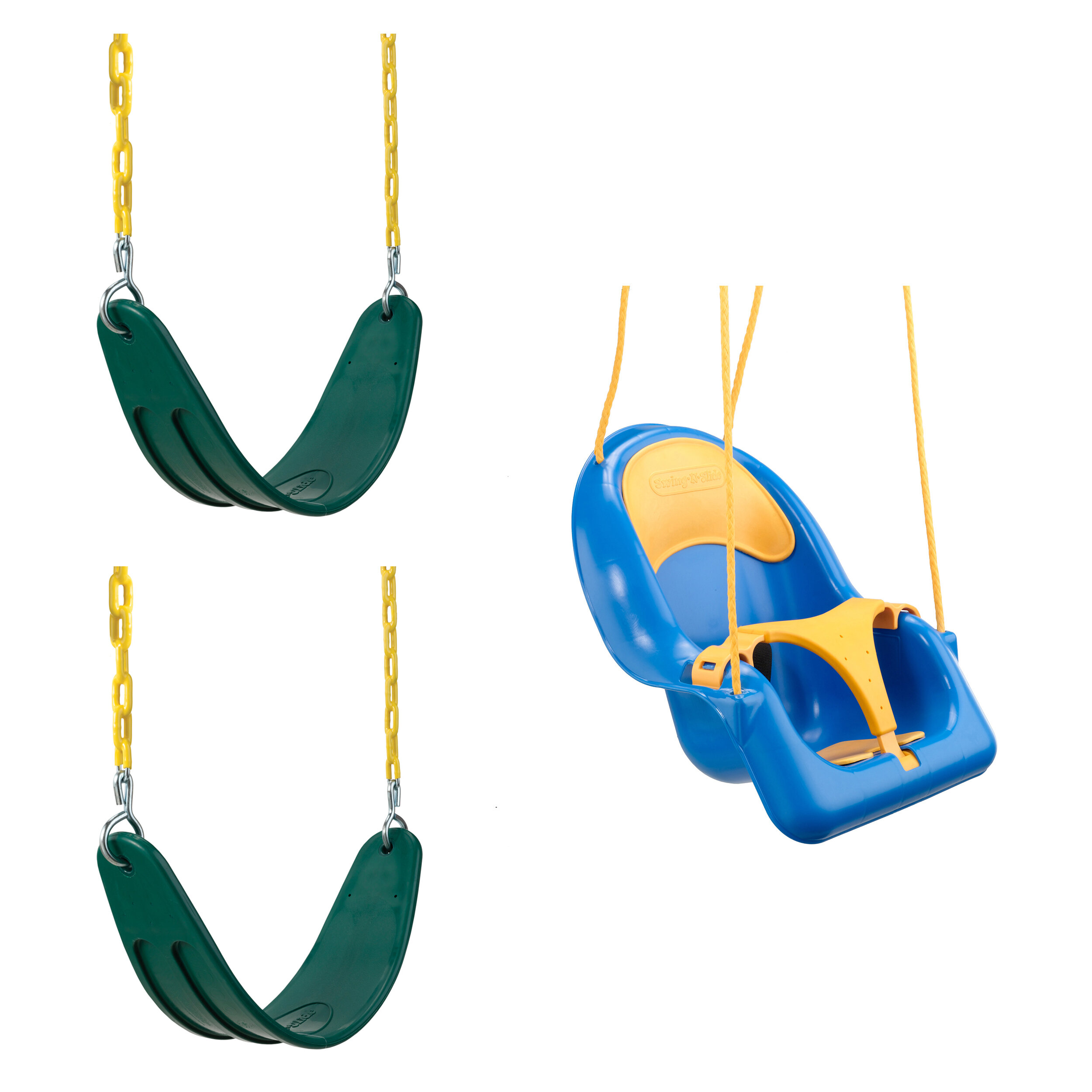 Playground Swings with Coated Chains /& Quick Links Extreme Heavy Duty Swing Seat Set 2 Pack of Outdoor Yellow