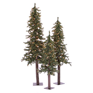 Natural Alpine Green Artificial Christmas Tree with 450 Clear Lights & Stand