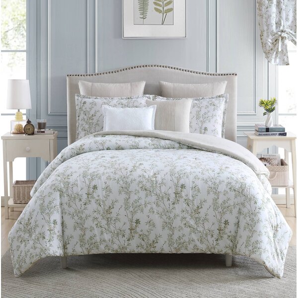 Laura Ashley Lindy Green Standard Cotton 150 TC Reversible Comforter ...