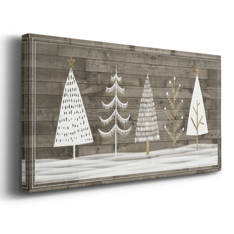 Wooded White Christmas Collection D Premium Gallery Wrapped Canvas - Ready To Hang Size: 16" H x 32" W x 1.5" D