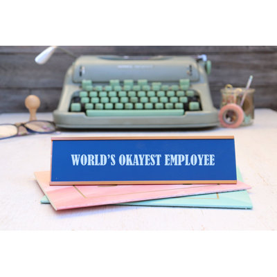Personalized Desk Plate Office Sign Stamp Out Inc Holder Color Gold Holder Sign Color Blue Sign