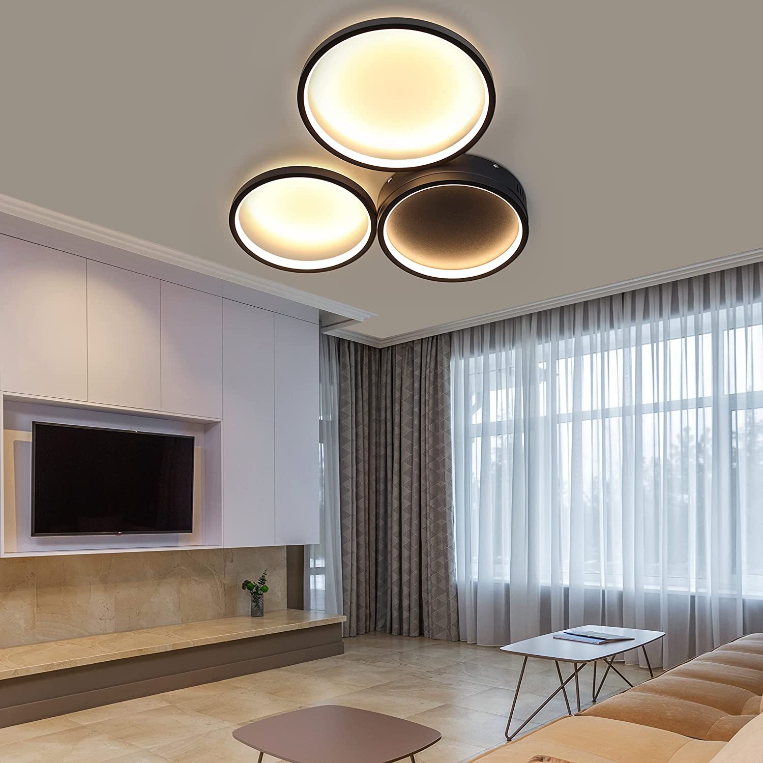 Kreise LED Design Decken Leuchten Wohn Schlaf Zimmer Raum Flur Dielen Büro Lampe 