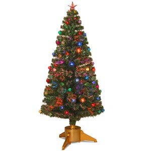 Fiber Optic 6' Green Firework Artificial Christmas Tree with Halogen Multi Light and Stand
