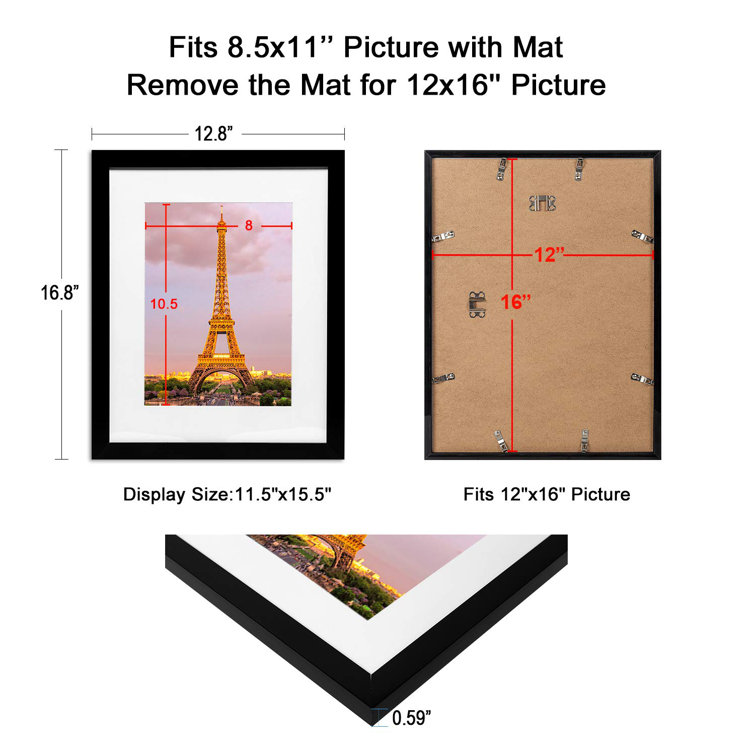 Latitude Run 12x16 Picture Frame Set Of 3 Made Of High Definition Glass For 8 5x11 With Mat Or 12x16 Without Mat Wall Mounting Photo Frame Wayfair Latitude Run 12x16 Picture Frame Set Of 3 Made Of High Definition Glass For 8 5x11 With Mat Or 12x16 Without Mat Wall Mounting Photo Frame Wayfair