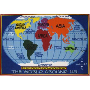 Fun Time World Map Kids Rug