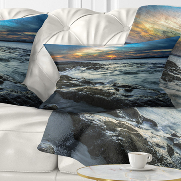East Urban Home Fascinating Sunset At Australia Coastline Seashore Lumbar Pillow Wayfair
