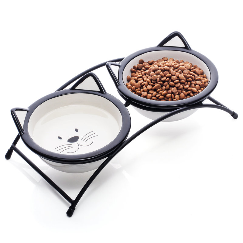 Y Yhy Cat Bowls Elevated Cat Food Water Bowls Raised Cat Bowls With Stand Ceramic Pet Dishes For Cats And Small Dogs 12 Ounces Dishwasher Safe Wayfair