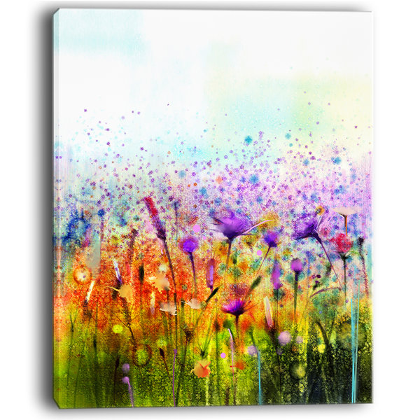 Designart Abstract Cosmos Of Colorful Flowers Large Flower