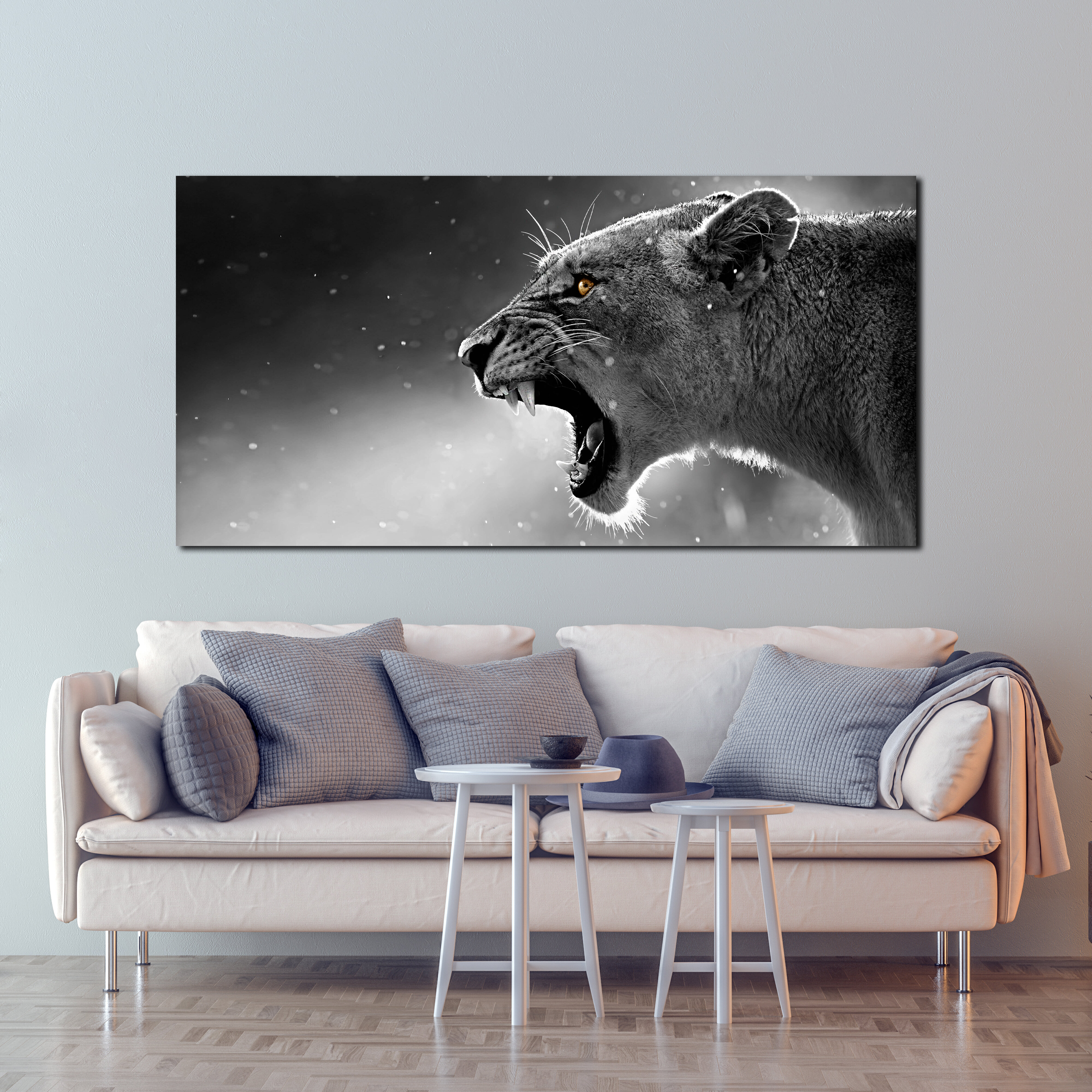 Angry Lion Tiger Canvas Print Animal Poster Unframed Wall Art Picture Home Decor 