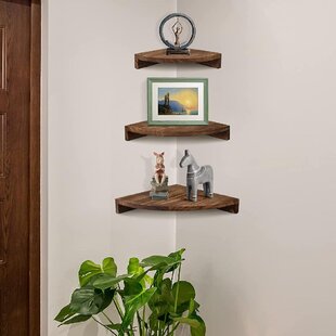 FAKEME Wall-Mounted Pine Wood Holder Iron Wire Storage Shelves for Kitchen W Grid S