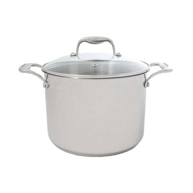 Oster Stock Pot 16 Qt Riveted Handles Stainless Steel Aluminum Base Lid 2 in 