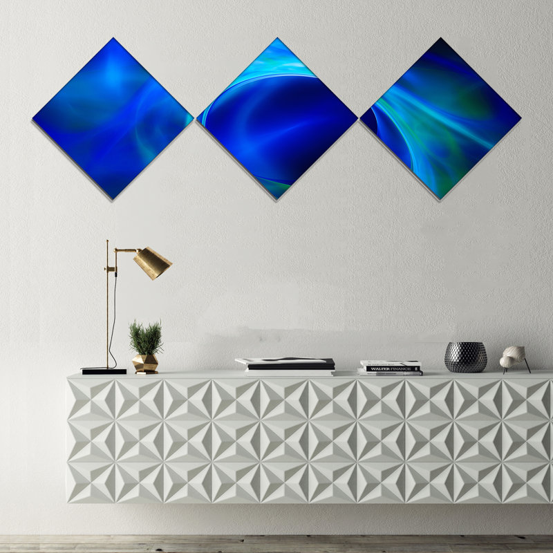 East Urban Home Circled Blue Psychedelic Texture Graphic Art