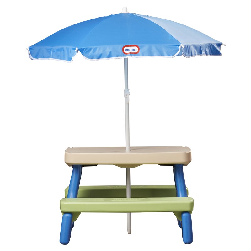 little tikes easy store kids picnic table with umbrella