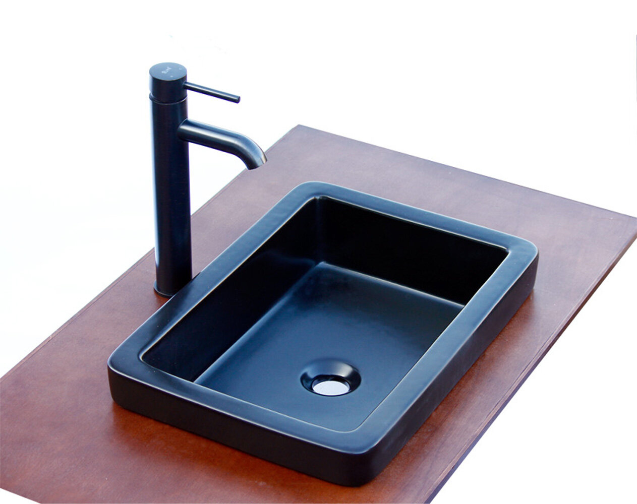 Vanitesse 1331 Matte Black Ceramic Rectangular Drop In Bathroom Sink 