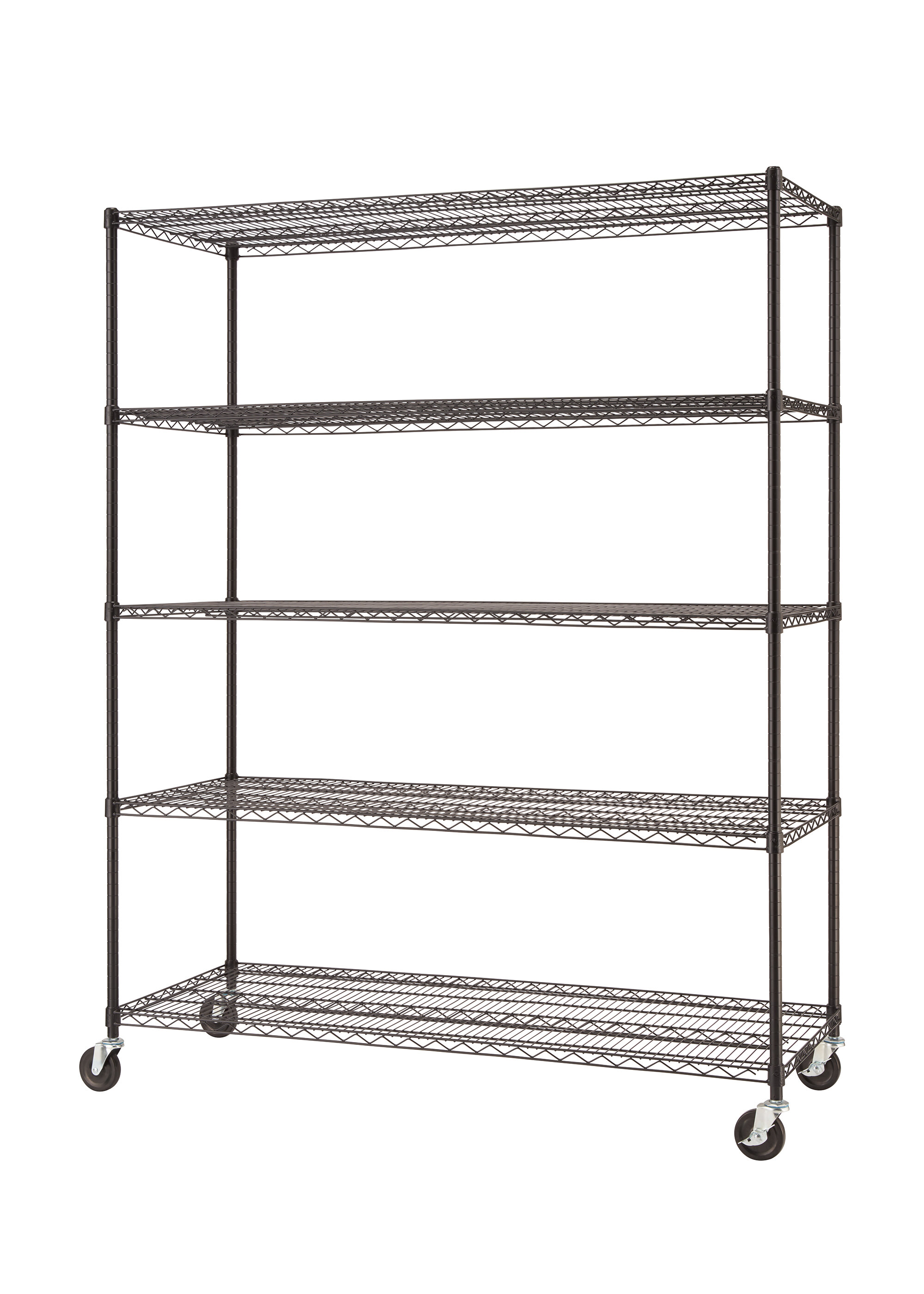 5 Tier Wire Shelving Rack Metal Shelf Adjustable Unit Garage Home Kitchen Black 