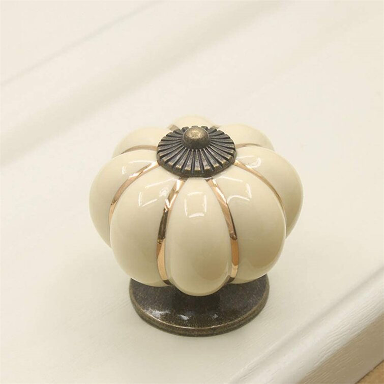 pumpkin ceramic handles 40mm drawer knobs single hole closet door handles cabinet handles with screws furniture handles