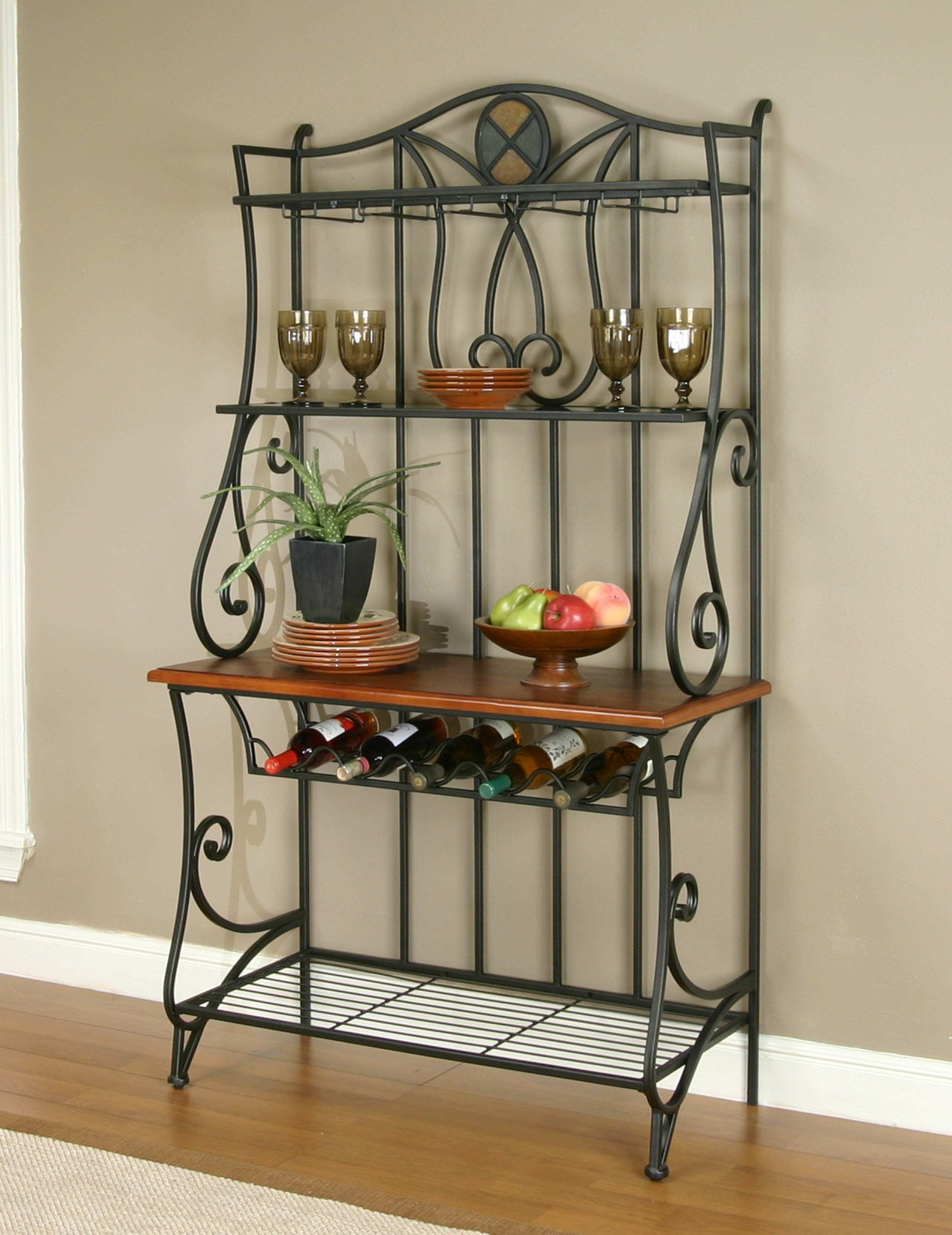 bakers rack with wine rack