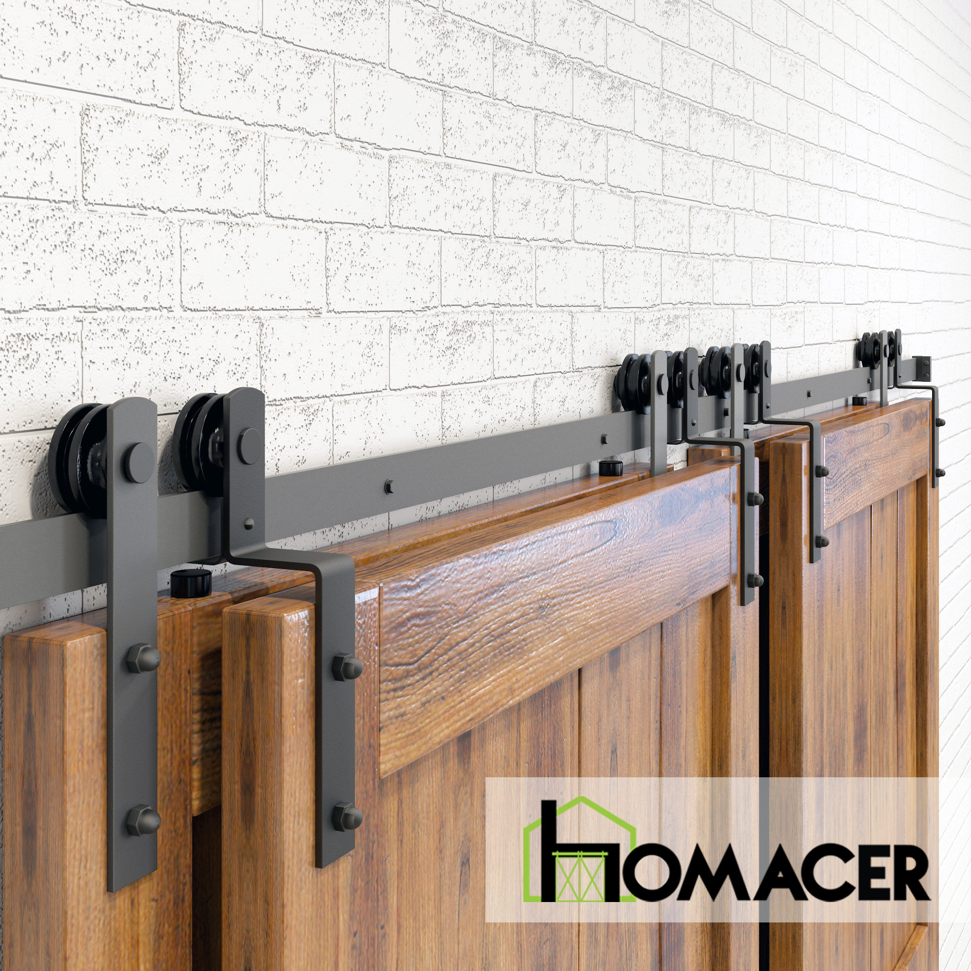 Homacer Single Bypass Double Door Barn Door Hardware Kit Wayfair