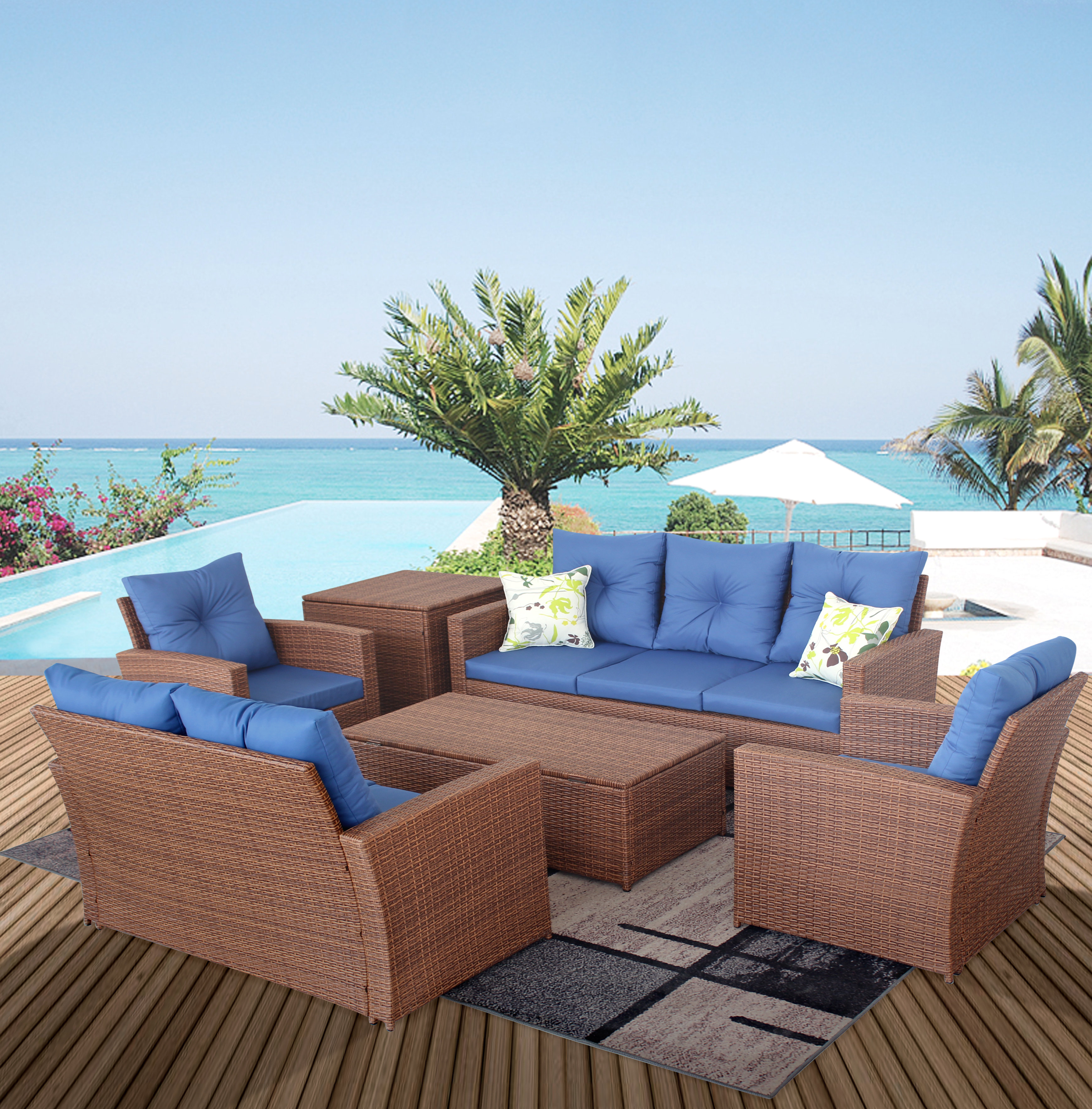 Dovecove Outdoor Furniture B1 4piece Cushion Pe Wicker Rattan Garden Set Wayfair