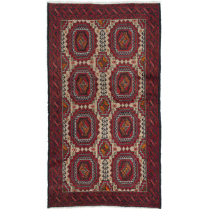 One-of-a-Kind Finest Baluch Wool Hand-Knotted Red Area Rug