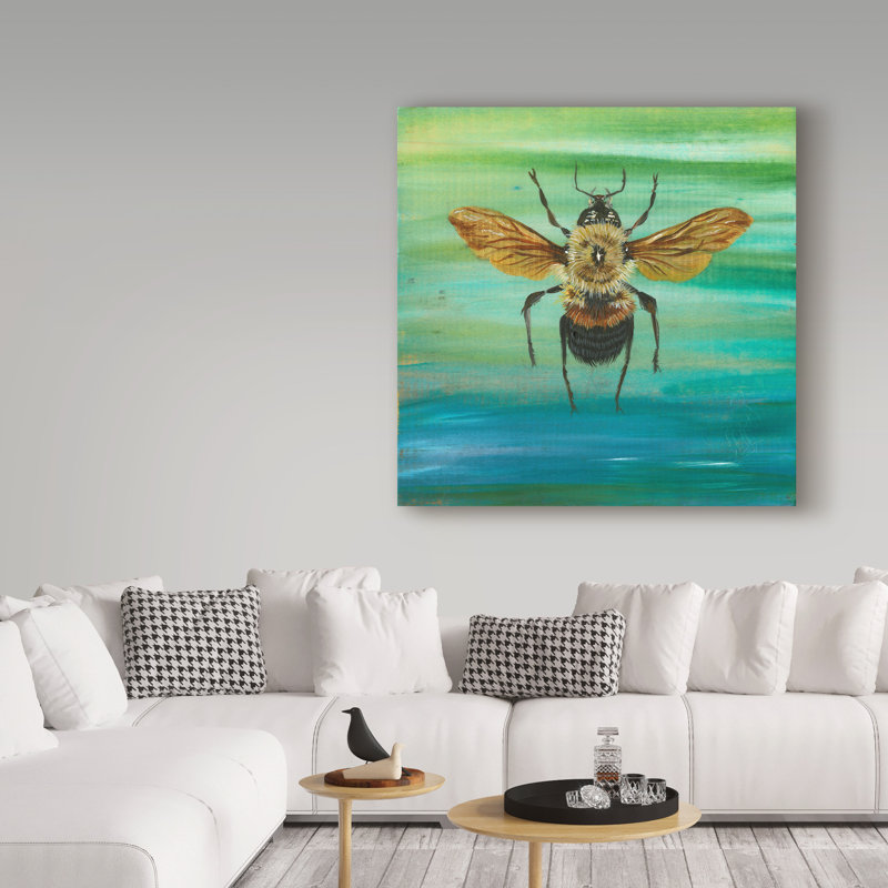 Trademark Art Bumble Bee Flying Acrylic Painting Print On