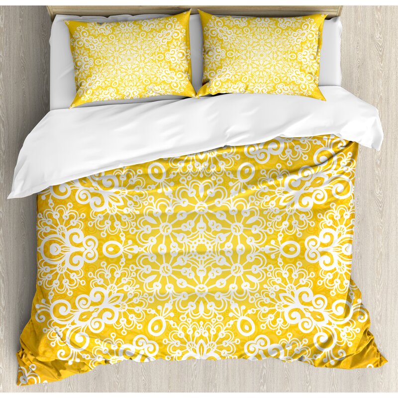 Ambesonne Snowflake Like Floral Artsy Pattern Design With Indian Inspired Artwork Duvet Cover Set Wayfair