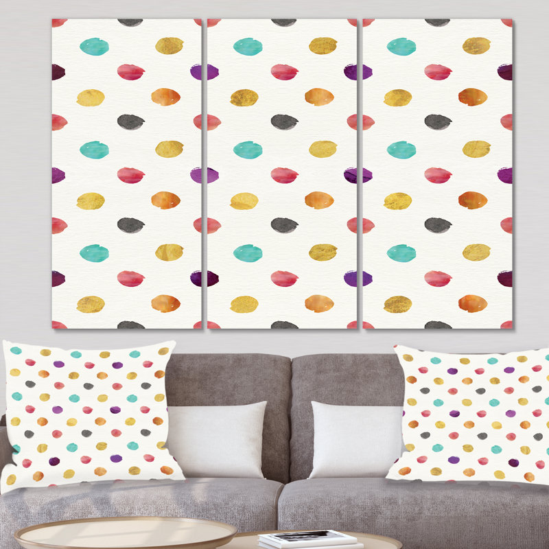 East Urban Home Orange Blue And Purple Polka Dot Pattern