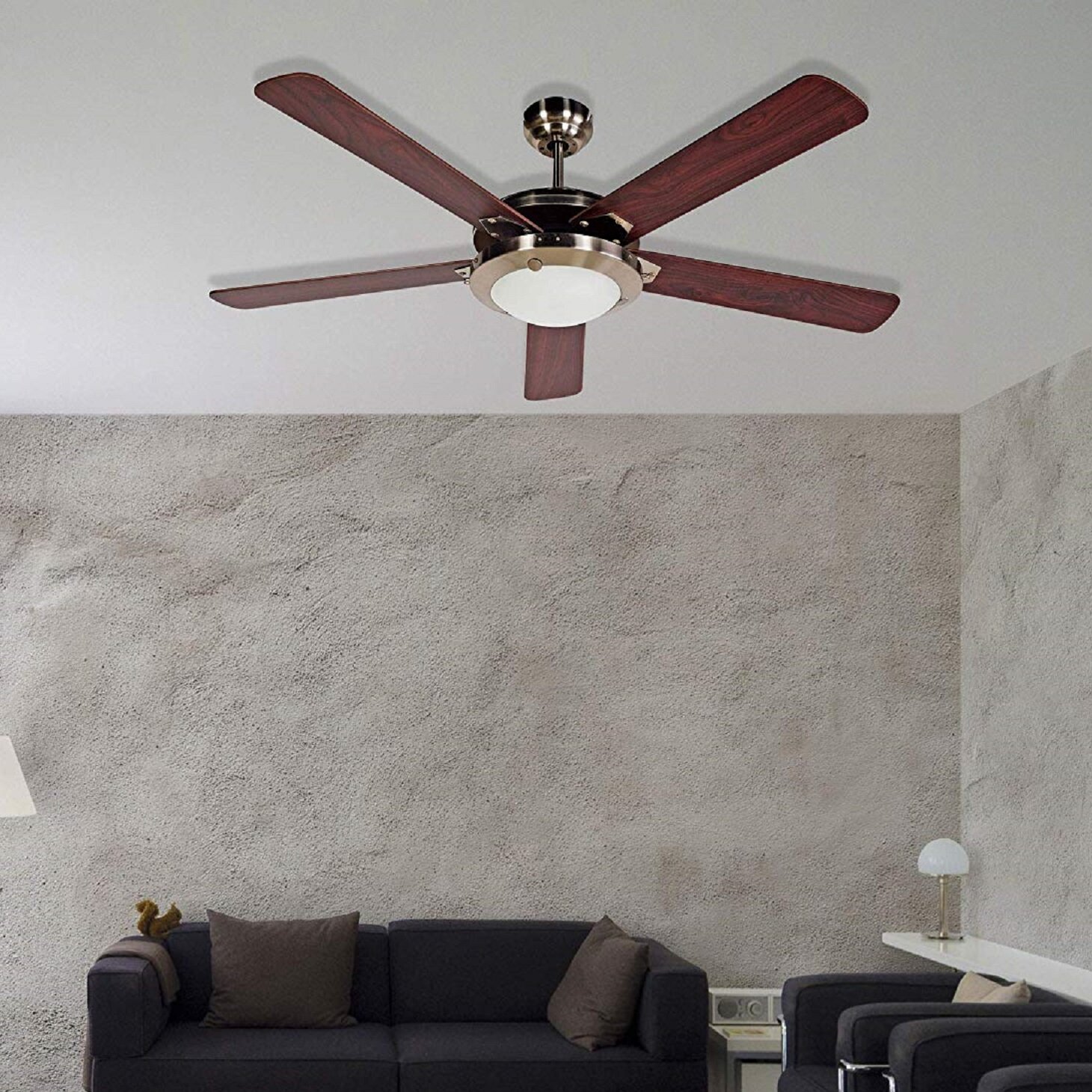 52 Wooden Reversible 5 Blade Ceiling Fan With Remote Light Kit Included