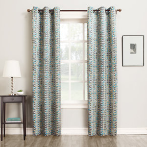 Rick Geometric Room Darkening Grommet Single Curtain Panel