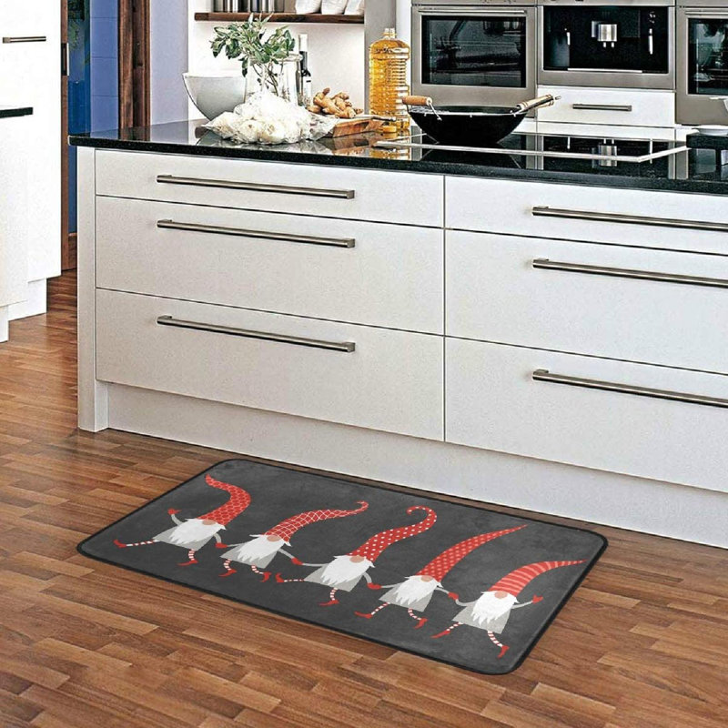 The Holiday Aisle Kitchen Mat Cute Christmas Gnomes In Red Hats Kitchen Rug Mat Anti Fatigue Comfort Floor Mat Non Slip Oil Stain Resistant Easy To Clean Kitchen Rug Bath Rug Carpet For
