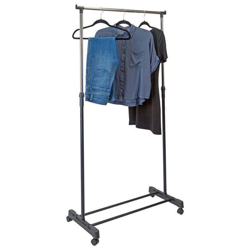 Simplify 32 Single Tier Adjustable Height Rolling Garment Rack