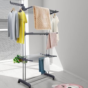 Details about   Silver-Retractable Clothes Rack Wall Mounted Folding Clothes Hanger Drying Rack 
