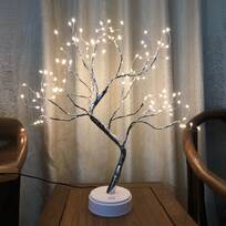 LED Touch Mode Adjustable Tree Night Light Copper Wire USB Table Desk Lamp Decor