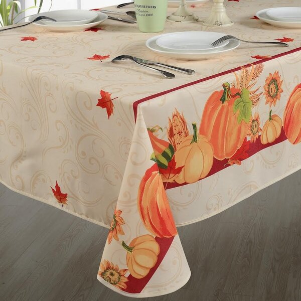 Autumn Leaves with Pumpkins Tablecloth