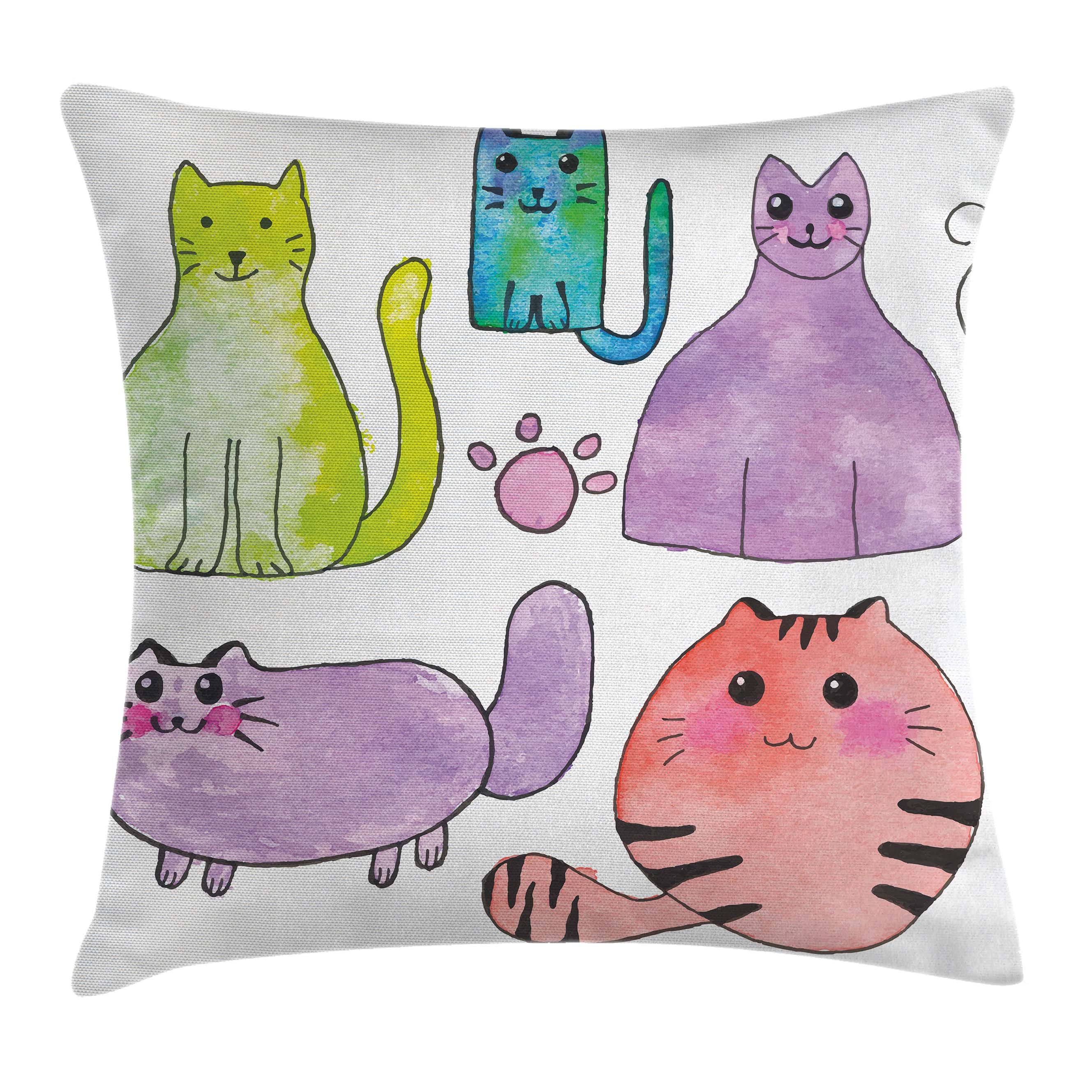 Pink and Violet watercolor pillow cover