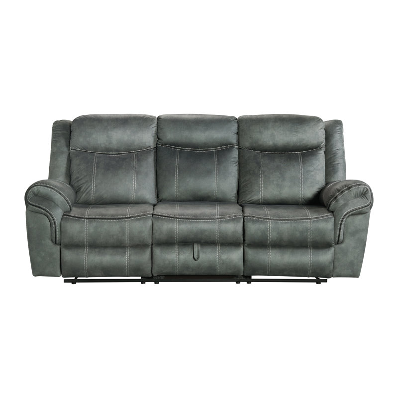 Lyzeth 85" Upholstered Manual Reclining Sofa Fabric: Gray 100% Polyester