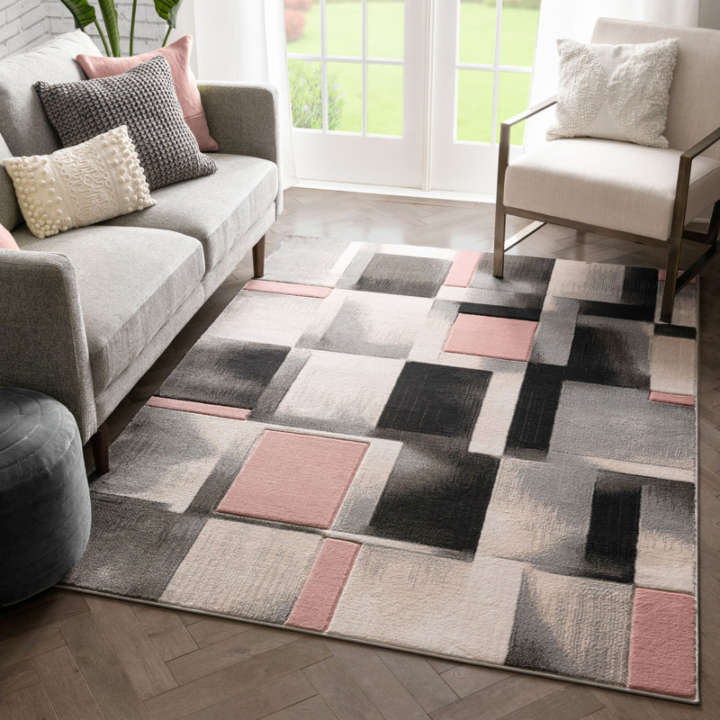 Well Woven Louisa Power Loom Pink Gray Black Rug Reviews Wayfair