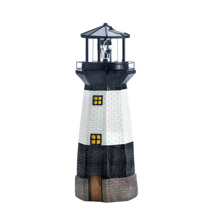Breakwater Bay Korte Rotating Solar Powered Lighthouse Decorative
