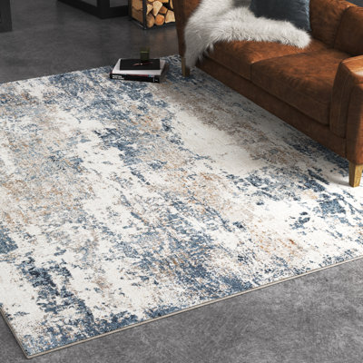 Lemaire Abstract Blue/Gray/Ivory Area Rug