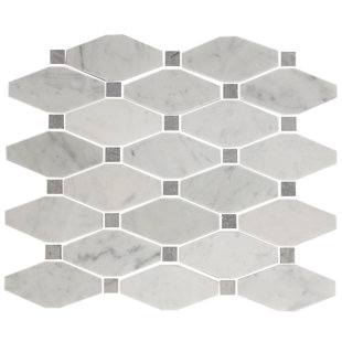 Octagon Offset Random Sized Carrara Marble Mosaic Tile In White Gray Octagon Offset Random Sized Carrara Marble Mosaic Tile In White Gray