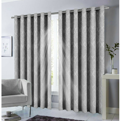 Kalyn Eyelet Blackout Thermal Curtains Marlow Home Co. Colour: Grey, Panel Size: 167.64 x 182.88cm