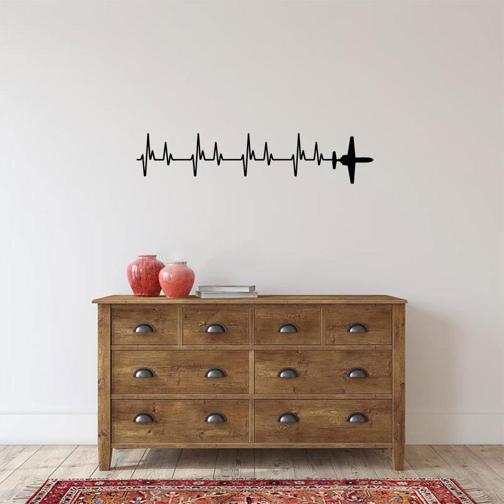 17 Stories Cessna Citation Airplane Silhouette Heartbeat Vinyl Wall Words Decal Sticker Home Decor Art Wayfair