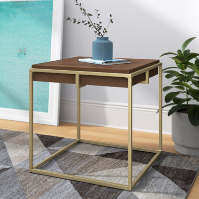 Simmerman Square End Table With Metal Base