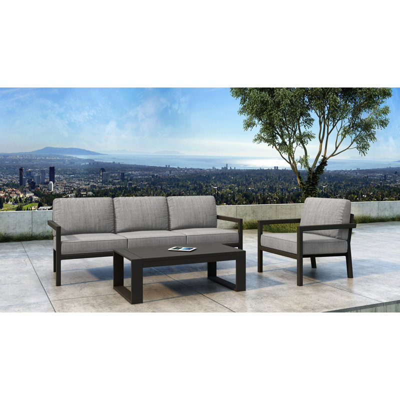 17 Stories Iliana 3 Piece Deep Seating Group With Sunbrella Cushions Wayfair