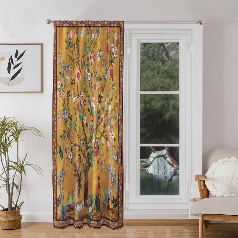 Mitsuhiro 100% Polyester Blackout Window Curtain 1 Panel (52" x 84") Curtain Color: Gold