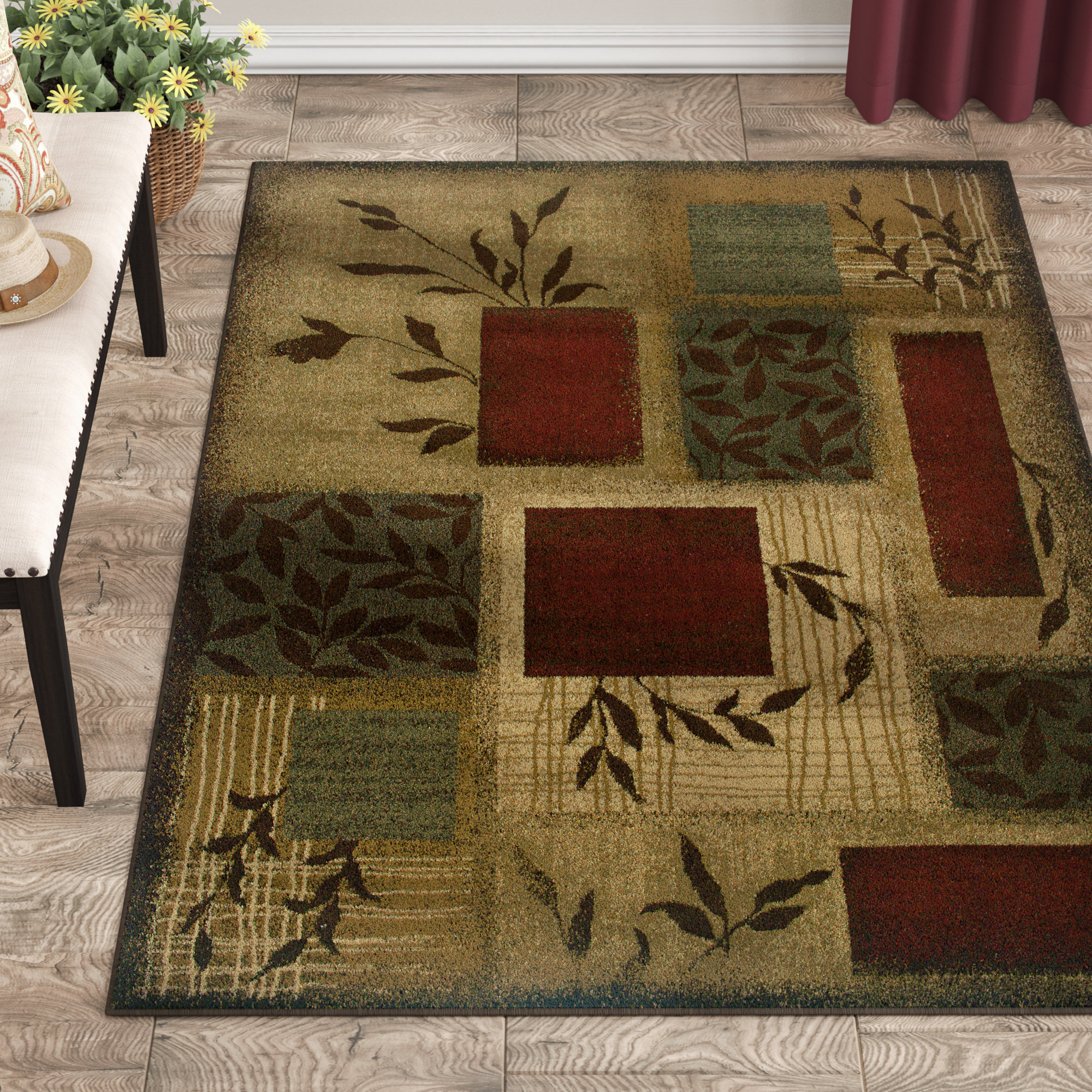 Fleur De Lis Living Abell Geometric Maroon Brown Sage Green Area Rug Reviews Wayfair