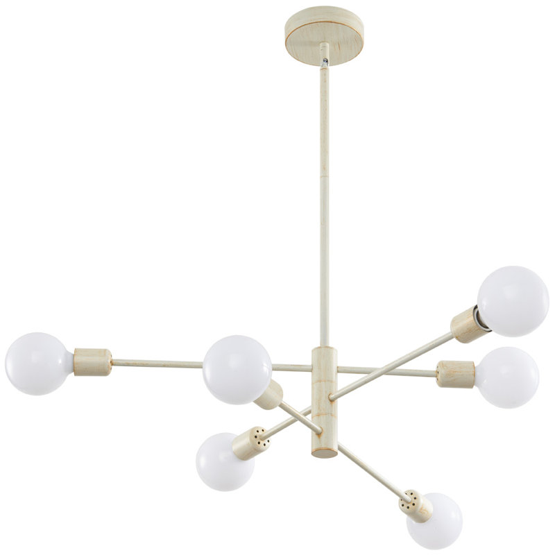 (incomplete, missing lights)Sputnik Chandelier Mid Century Modern Industrial E26 Pendant Lighting Chandeliers Finish: White Rubbed Gold
