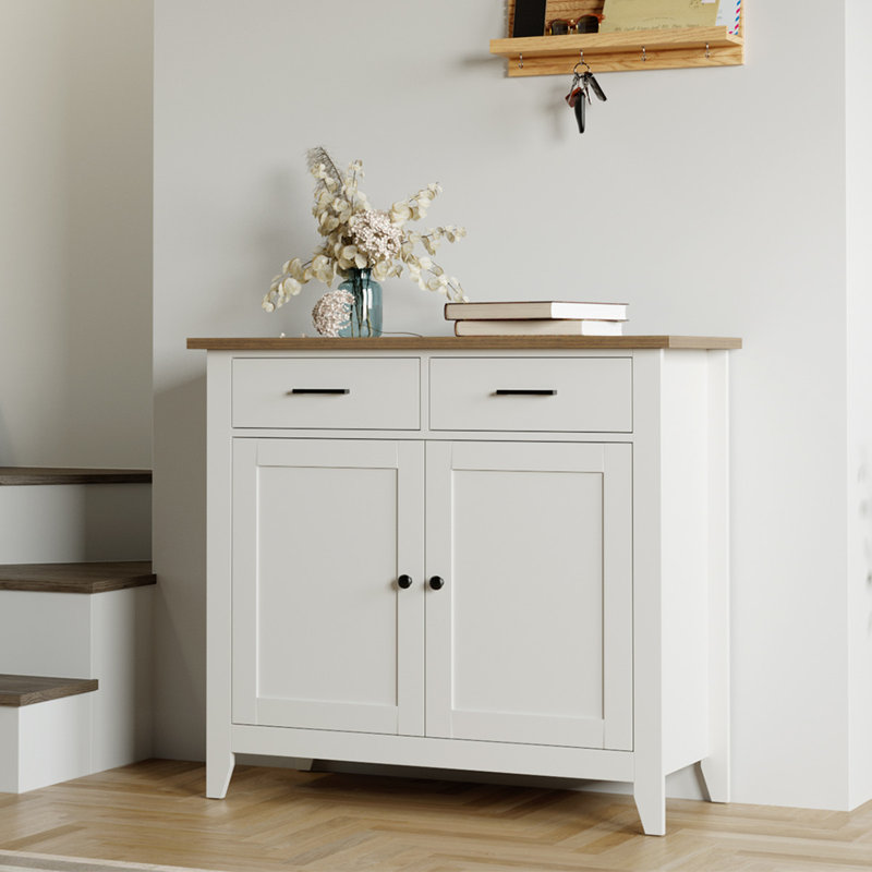 Ailynn Wood Accent Cabinets With 2 Drawers & 2 Doors Color: White(Incomplete) 